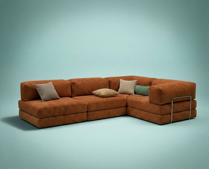 Atelier Del Sofa Kanyon - Sofá-cama de esquina Rojo azulejo